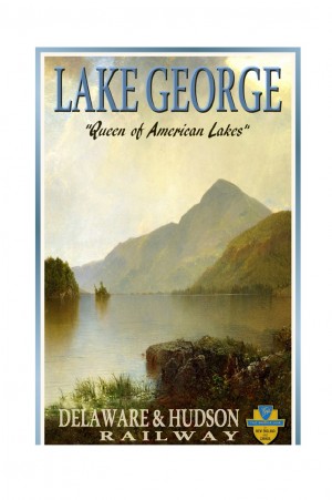 Lake George Delaware and Hudson Railway train travel poster